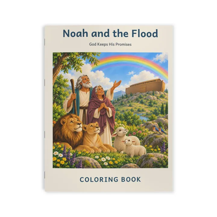 Cover of the Noah and the Flood coloring book, 8.5 x 11 inches